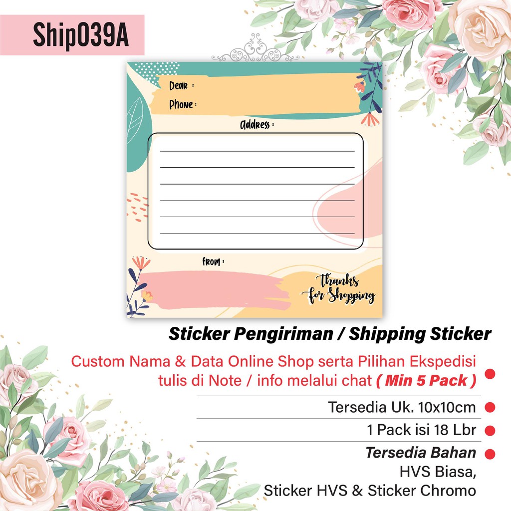 

Artomaringi Shipping Sticker 1 pack isi 18pcs Stiker Pengiriman Stiker Alamat Kode Ship039