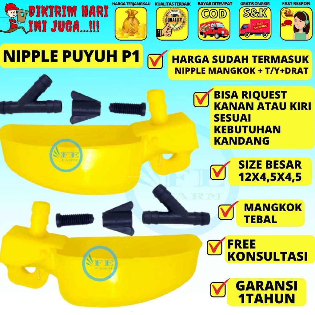 Nipel Nepel Niplle Ayam Puyuh Mangkok P1 Nipple Tempat Minum Puyuh Otomatis FEFARM