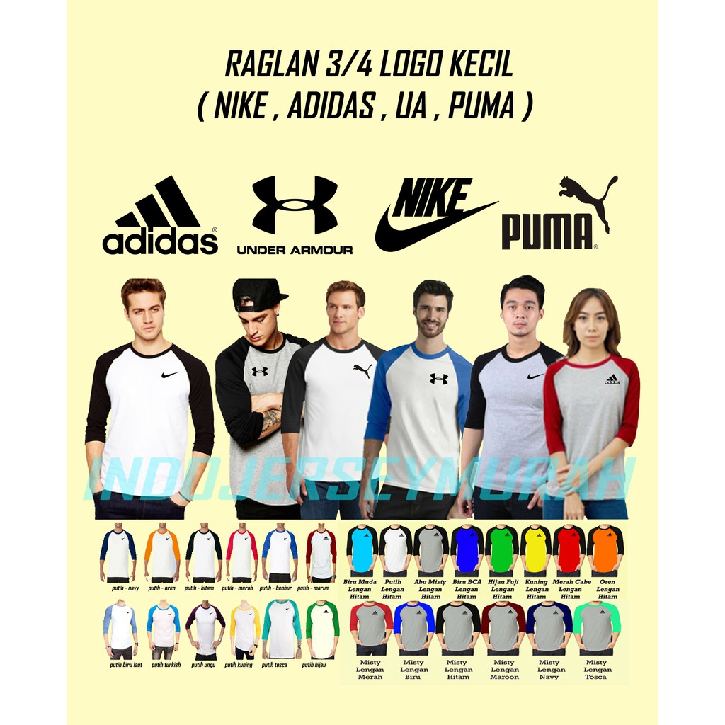 RAGLAN LOGO  KECIL  3 4 kaos  kombinasi raglan 3 4 nike 