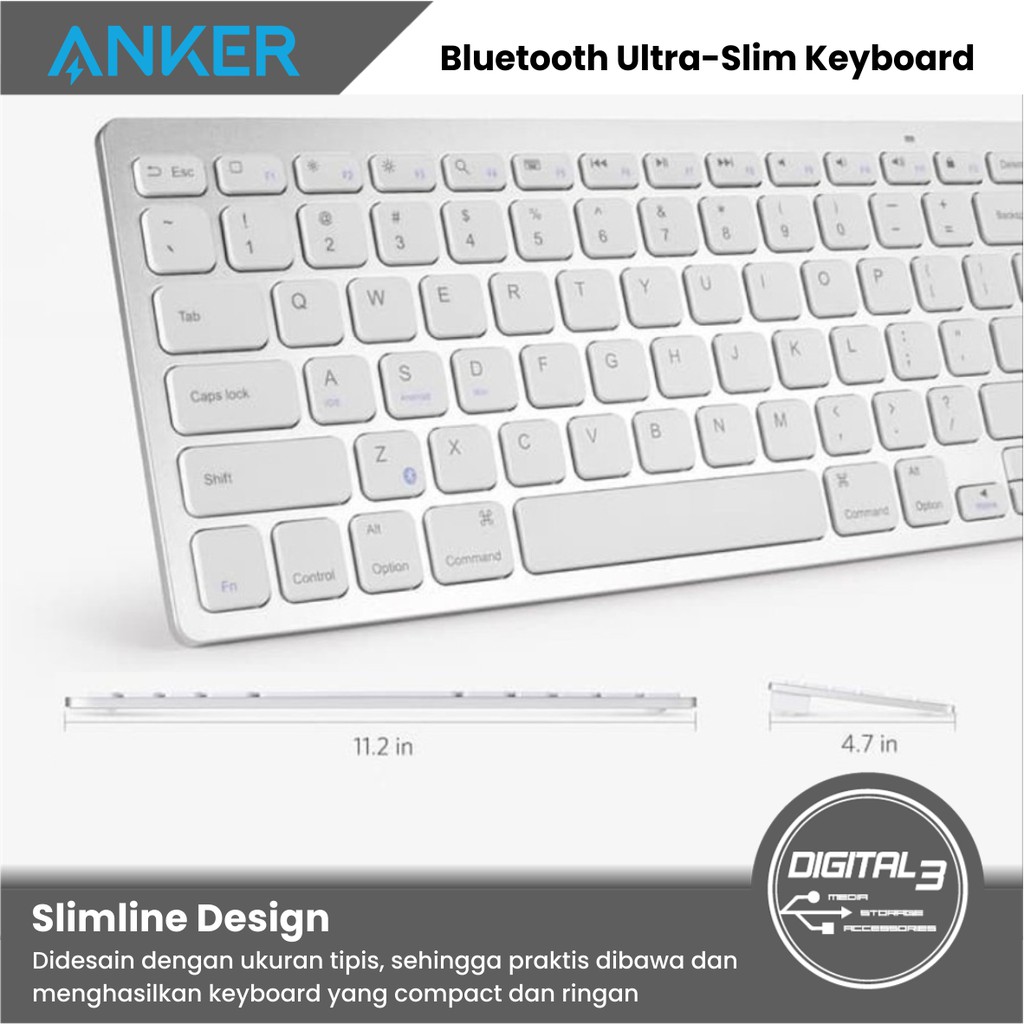 Anker Bluetooth Wireless Ultra Slim Keyboard Mac Windows Android A7726