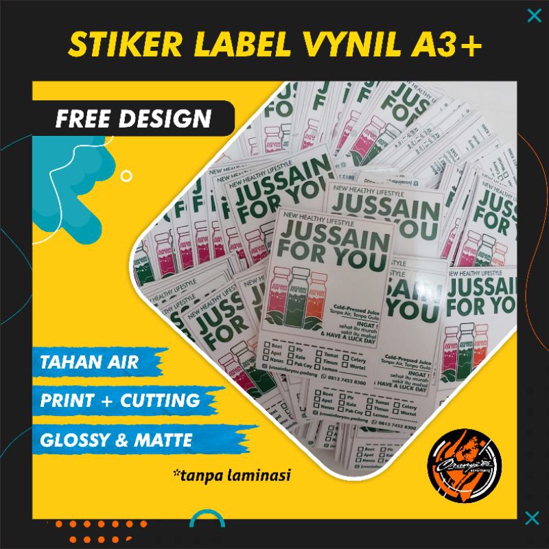 

FREE DESIGN STIKER LABEL PRODUK PRINT + CUTT A3+ #STIKERLABELMURAH