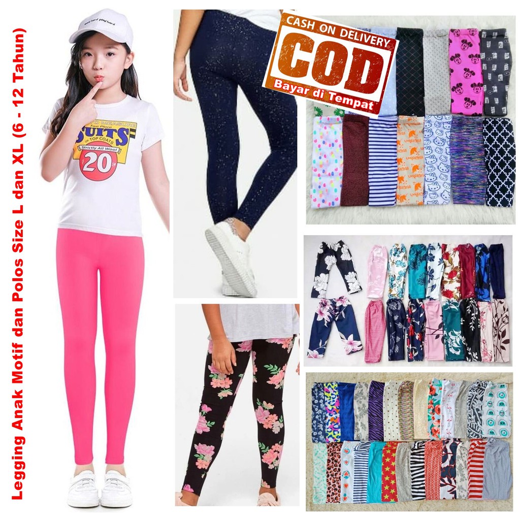 Legging Anak Tanggung dan Dewasa//Nyaman//Usia 9 Tahun sampai Remaja//Pilih motif Atau Polos