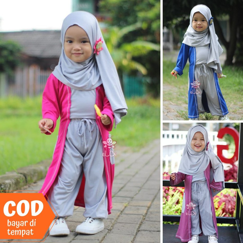 eLBi Gisela Set Baju Muslim Balita Setelan Baju Anak Perempuan