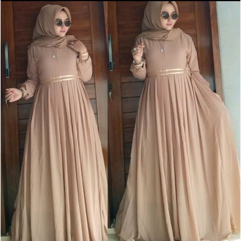 model gamis simple tapi mewah terbaru / baju gamis polos / gamis ceruty polos terbaru