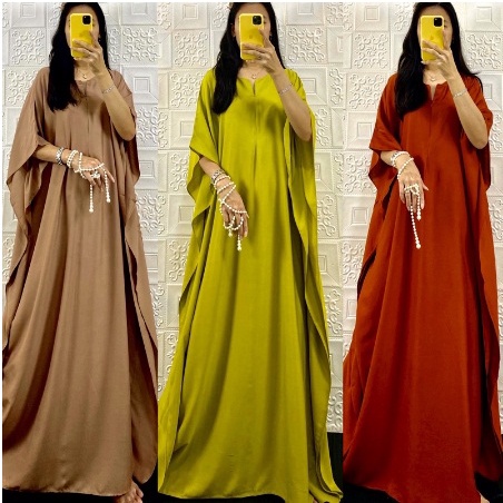 Summer Funi DASTER PANJANG KAFTAN KALONG Big Size Jumbo 5XL Polos Bahan KHTEX Rayon Premium Busui Ke