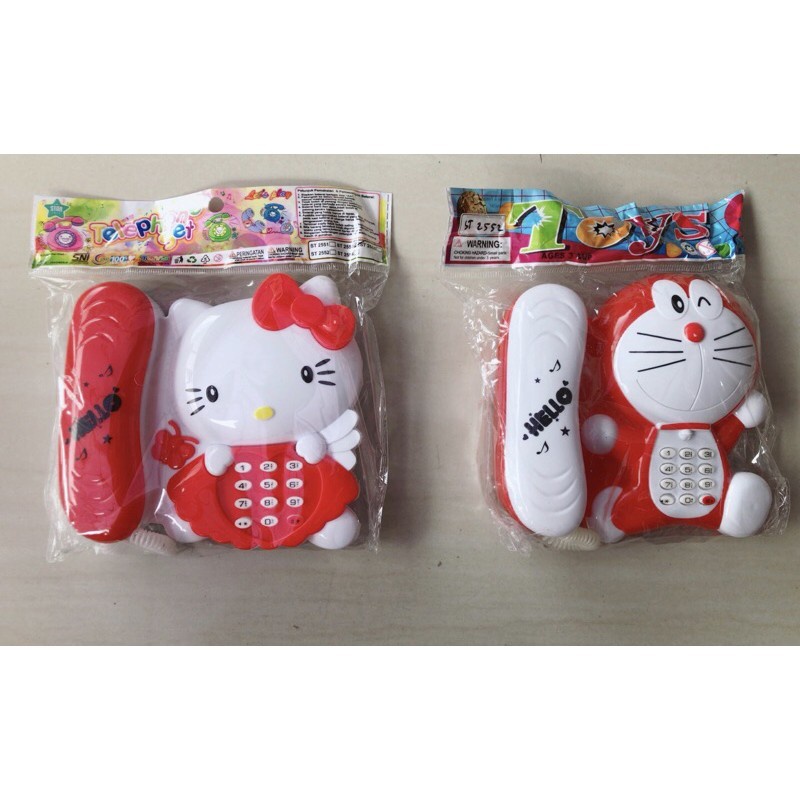 Mainan Telepon Doraemon &amp; Hellokitty Lucu Lampu dan Musik