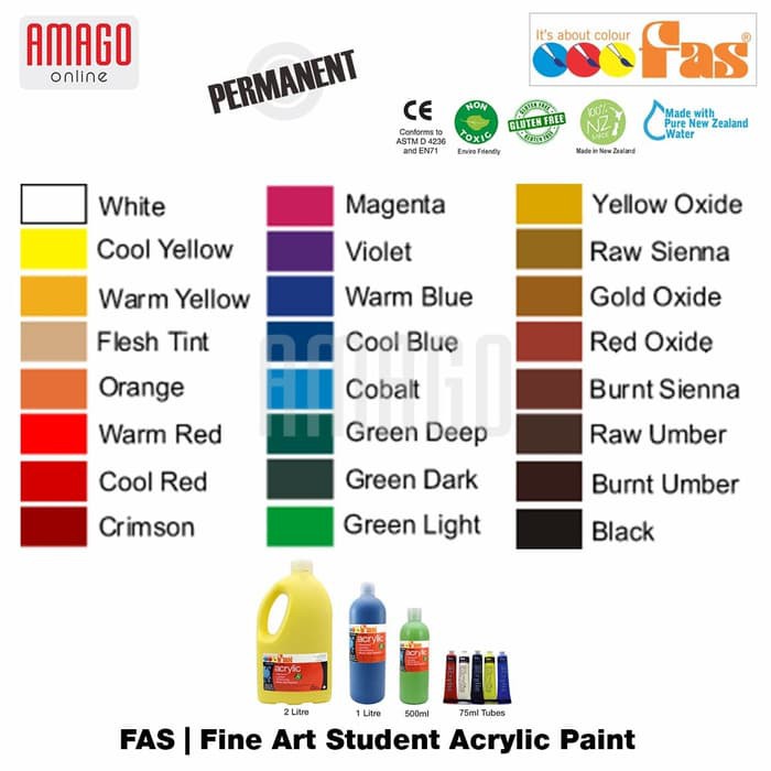 FAS - STUDENT ACRYLIC PAINT - 2 LITER - YELLOW OXIDE