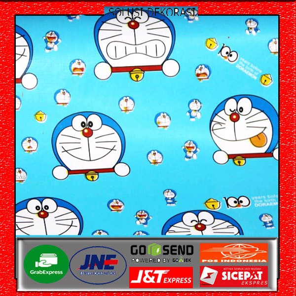 wallpaper stiker dinding 45 cm x 10 meter anti air | motif doraemon biru | solusi dekorasi