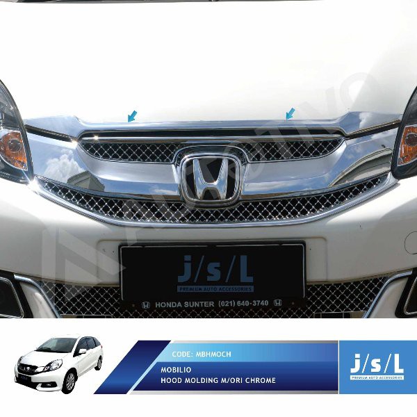 Aksesoris Fariasi Tambahan JSL List Kap Mesin Honda Mobilio 2013 2016 Hood Molding Chrome