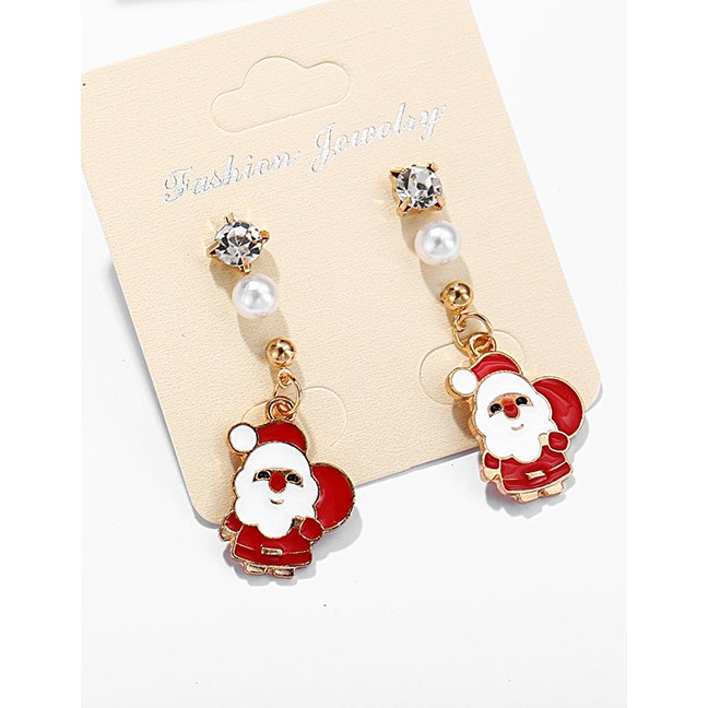 LRC Anting Tusuk Fashion Gold Santa Claus Earrings D16222