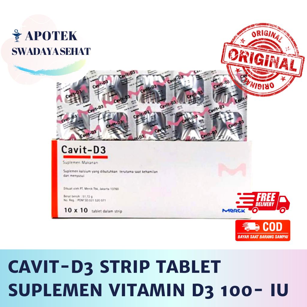 CAVIT D3 STRIP 10 Tablet - Vitamin D3 1000 IU Suplemen D - Cavit-D3