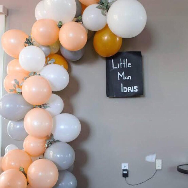 paket balon tema putih abu-abu orange
