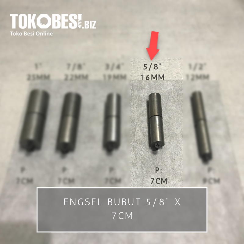 Engsel bubut 5/8" (16mm) x 7cm (bh)
