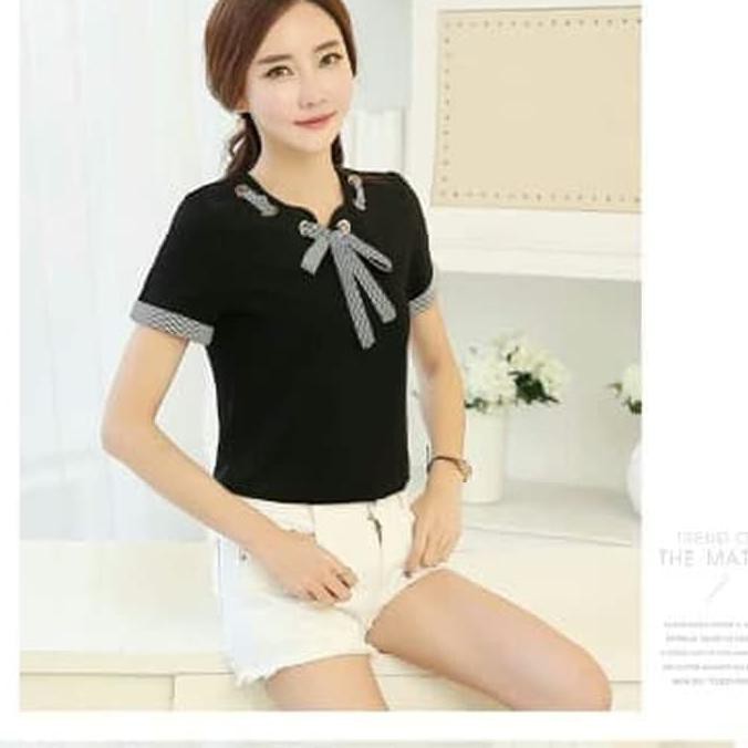 FASHION WANITA  BLOUSE KOREA - HITAM, XL {PRODUK TERBARU}