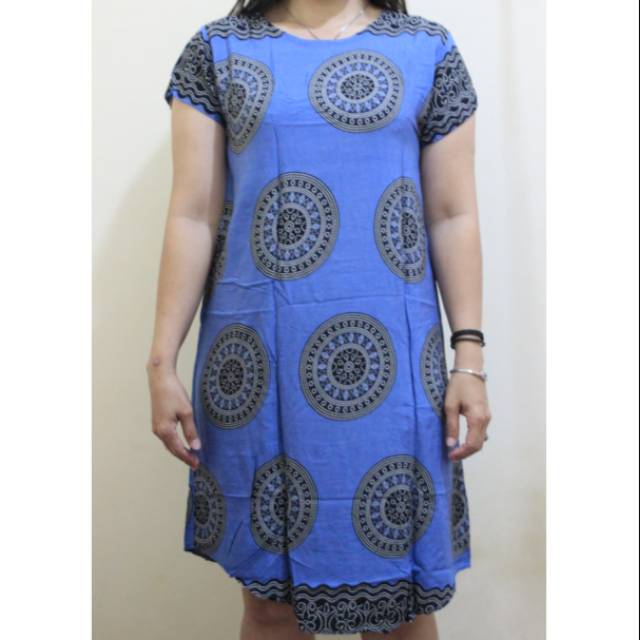 Dress Batik Biru Wanita