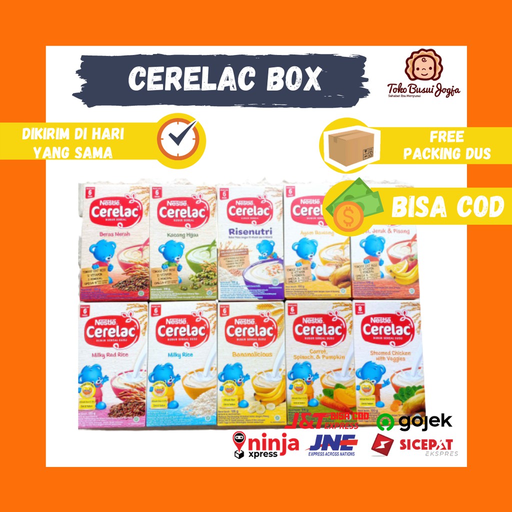 Nestle Cerelac Bubur Susu Bayi 6m+ 8m+ 12m+ 6+ 8+ 12+ Pisang Beras Merah Wortel Tomat 120 gram