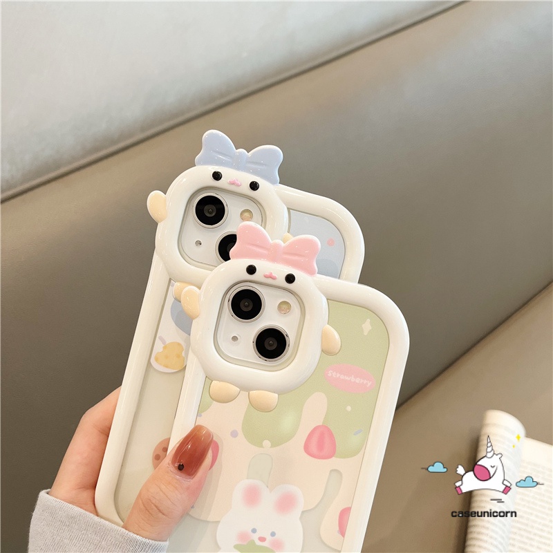 Soft Case TPU Motif Kartun Es Krim Beruang Kelinci 3D Untuk IPhone 11 13 12 14 Pro MAX 6 6S 7 8 14 Plus XR X XS MAX SE