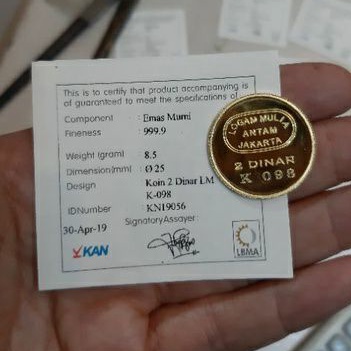 koin 2 dinar LM emas antam 8.5gr 8,5gr 9999 24k