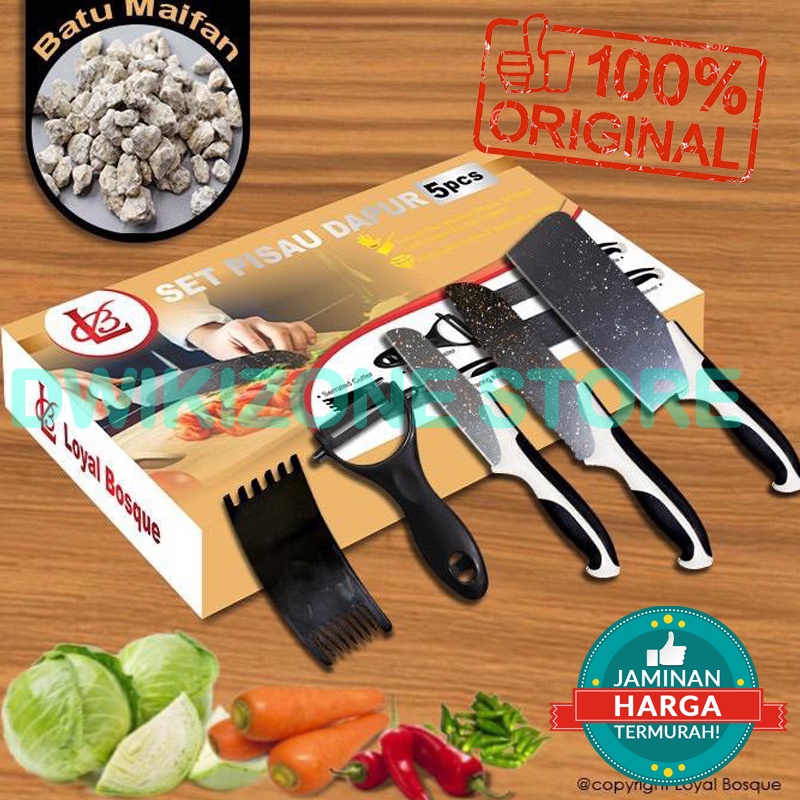 [100% ORIGINAL] PISAU DAPUR SET SUPER TAJAM PREMIUM BATU MAIFAN 6 PCS BERKUALITAS TINGGI