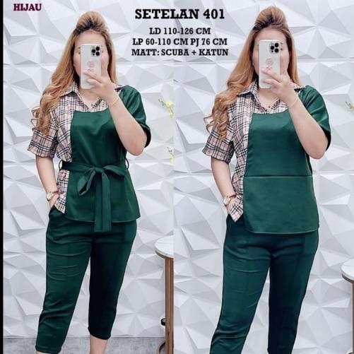 Baju Setelan Wanita Jumbo Scuba 401 Scuba Premium Mix Matt Scuba Katun Salur Atasan Dan Celana Stela