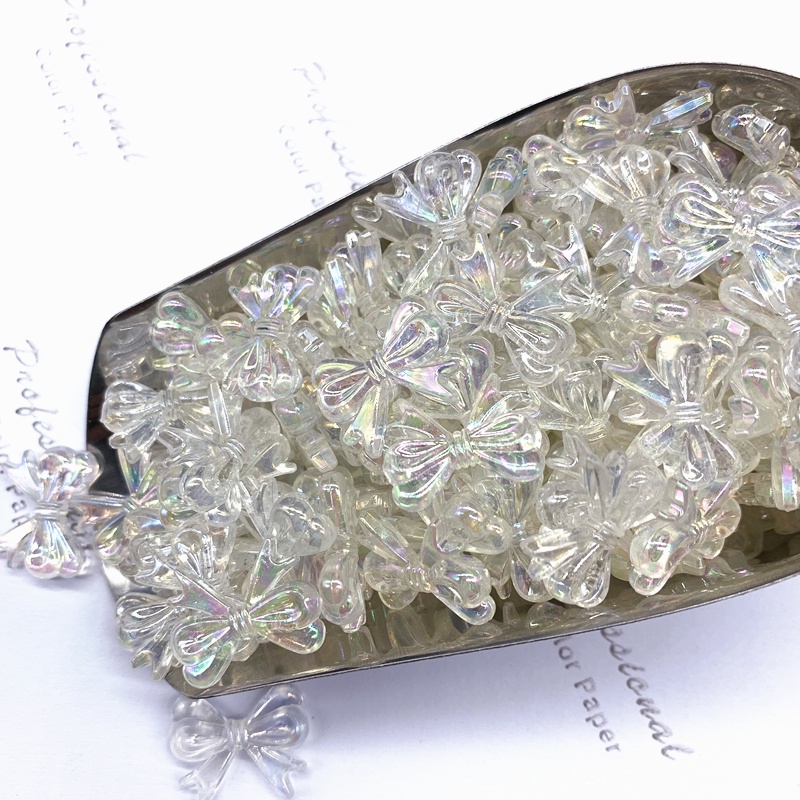 30pcs / lot 15x18mm AB Manik-Manik Akrilik Bentuk Pita Untuk DIY Perhiasan