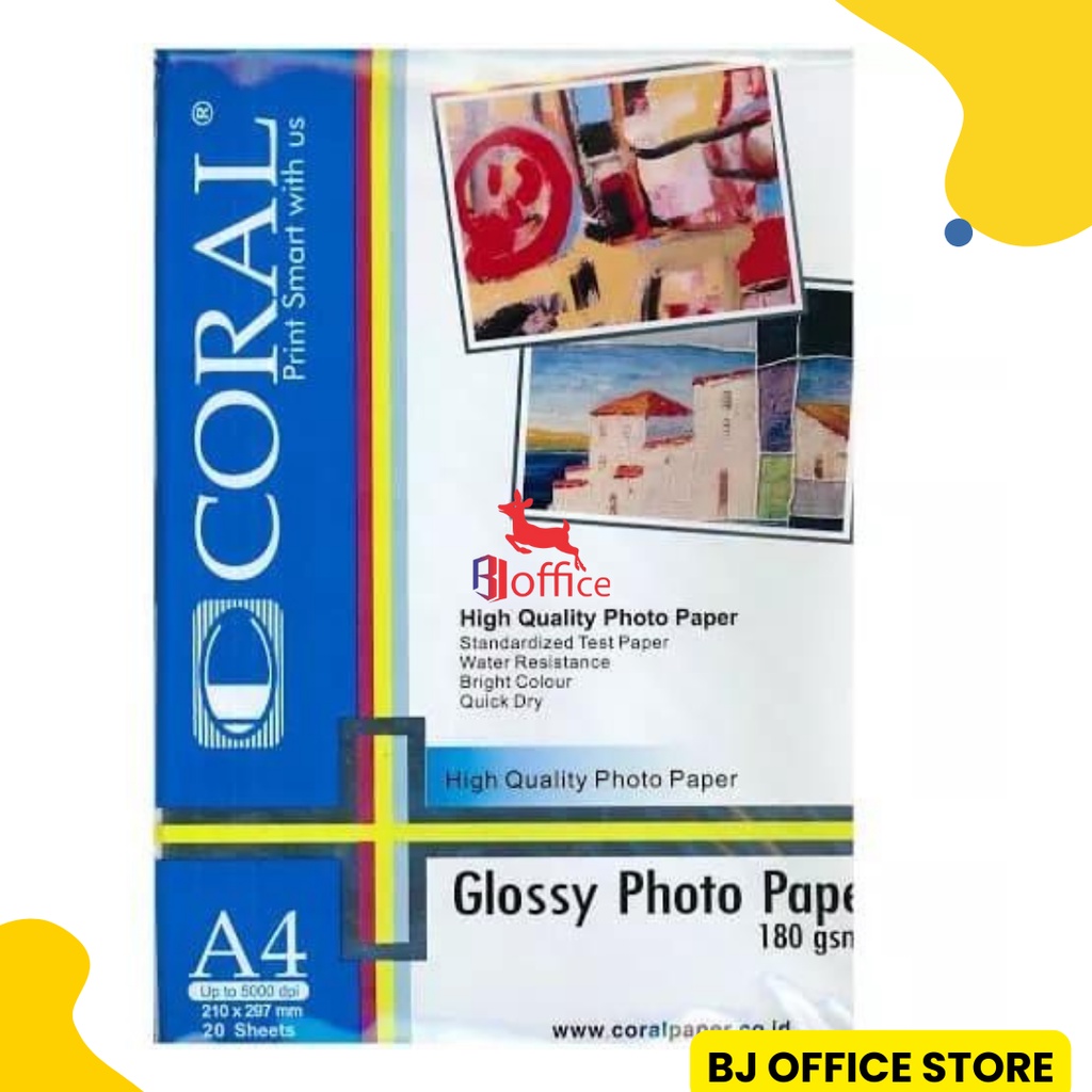 

CORAL GLOSSY PHOTO PAPER 120 180 210 230GRAM 20 LEMBAR