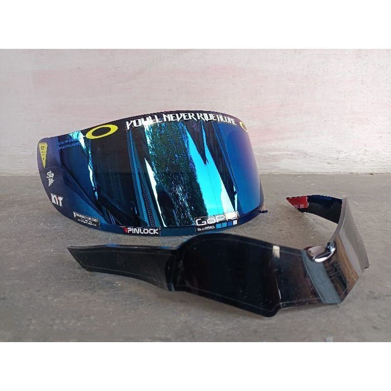 COD ⭐paket flat visor KYT Rc7 iridium gold /KYT k2r/ kyt r10 + spoiler KYT / gratis stiker