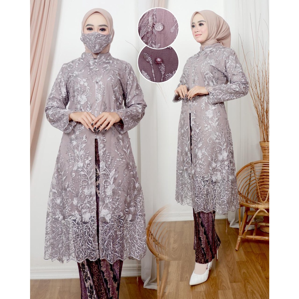 Set tunik fatimaah busui friendly LD 130 | Kebaya modern | Kebaya kurung tradisional | Kebaya pesta outfit modern kekinian lamaran pernikahan wisuda