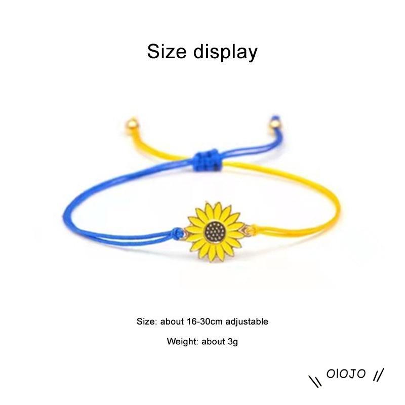 Gelang Persahabatan Tali Lilin Biru Kuning Alloy Bunga Matahari Daisy - ol2