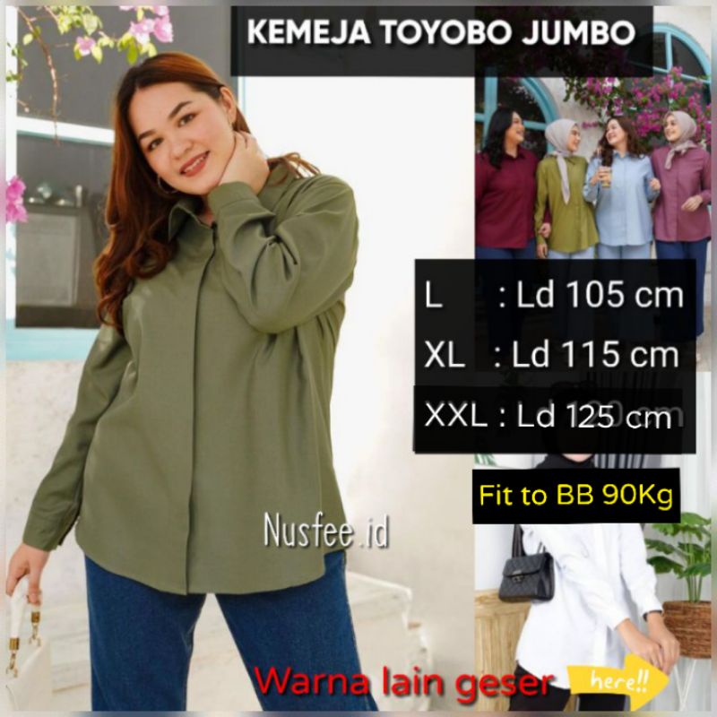 kemeja toyobo wanita/ Kemeja basic wanita /kemeja polos wanita/kemeja putih/ blouse toyobo jumbo ori