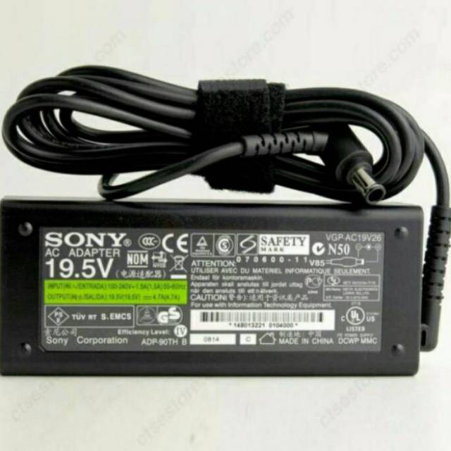 ADAPTOR CHARGER TV LED SONY BRAVIA 19&quot;22&quot;24&quot;32&quot; 42 &quot; VOLT 19.5V 4.7A Original