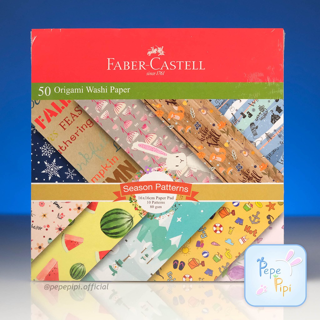 Washi paper Faber Castell Kertas Warna Lipat Origami 16 x 16 dan 15 x 15 Motif Fruit Season Knitting