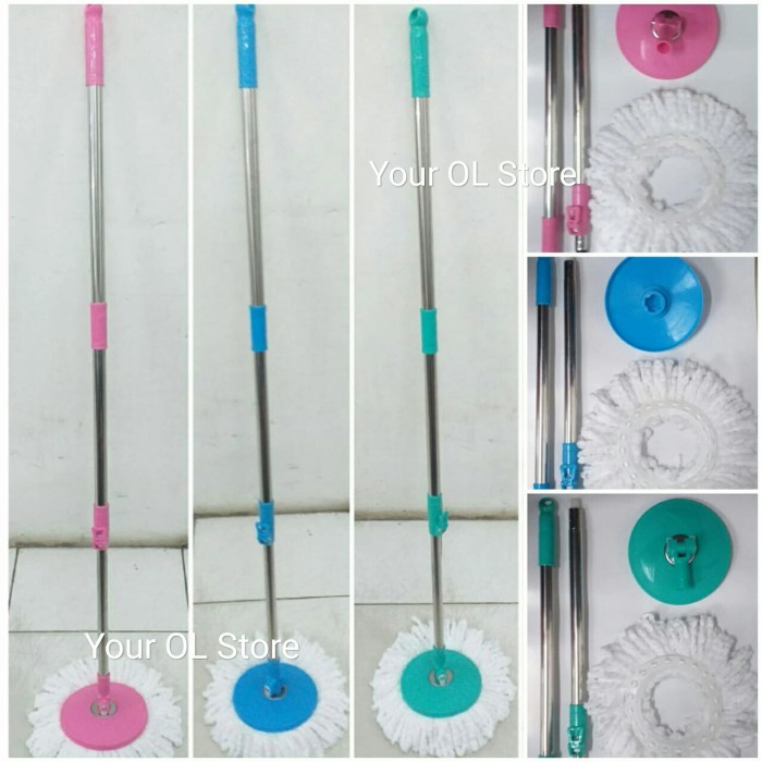 Segera Beli Tongkat Stik Gagang Pel Mop Putar Spin Mop - Hijau Muda Murah