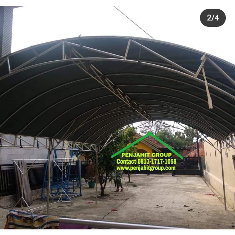 Bengkel rangka tenda + atap tenda