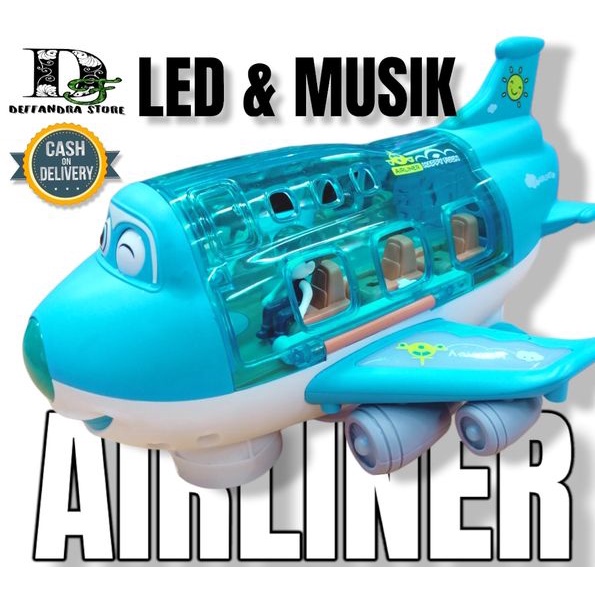 pesawat airliner universal light and sound - mainan pesawat berputar ada lampu dan musik - airliner 
