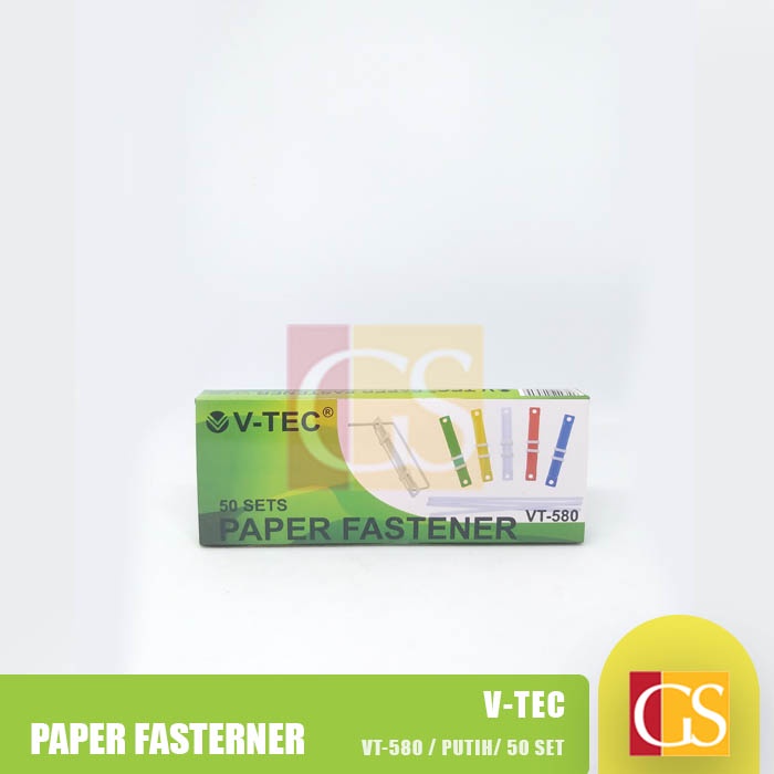 

Paper Fastener / Acco Plastik Putih V-Tec VT-580 50pcs