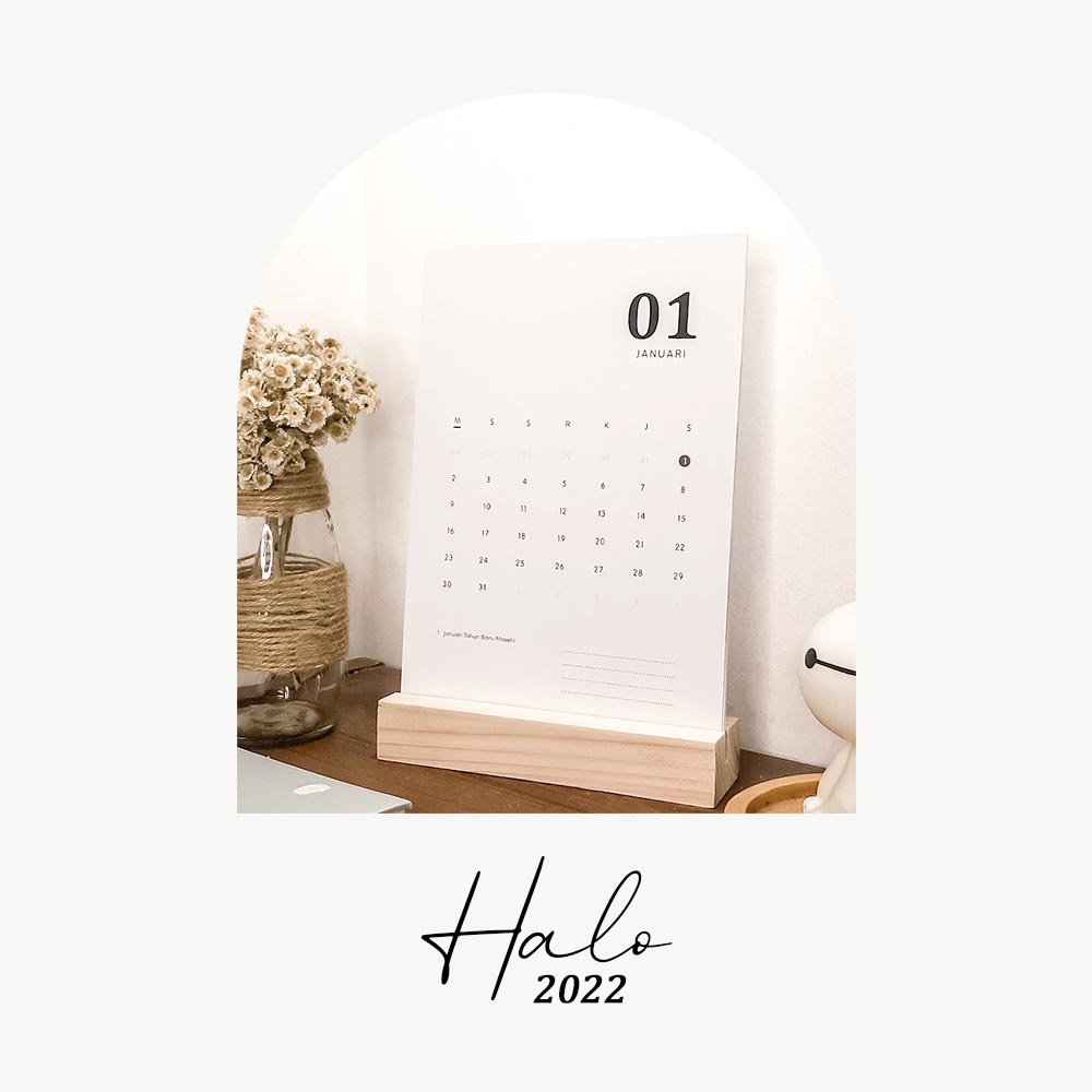 Kalender Meja | Kalender Duduk Aesthetic Tahun 2022 "Halo 2022"