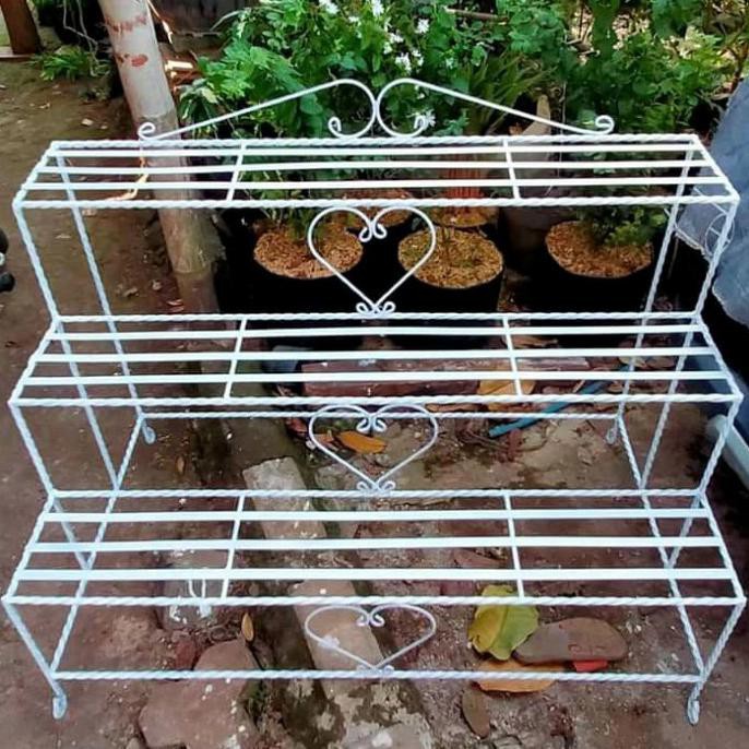 RAK POT BESI SUSUN 3 TANAMAN PANJANG 100CM