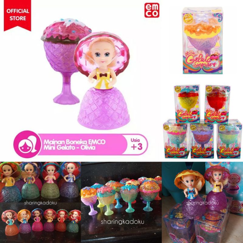 Emco Mini Cupcake Gelato Surprise Boneka mainan princess barbie boneka mainan