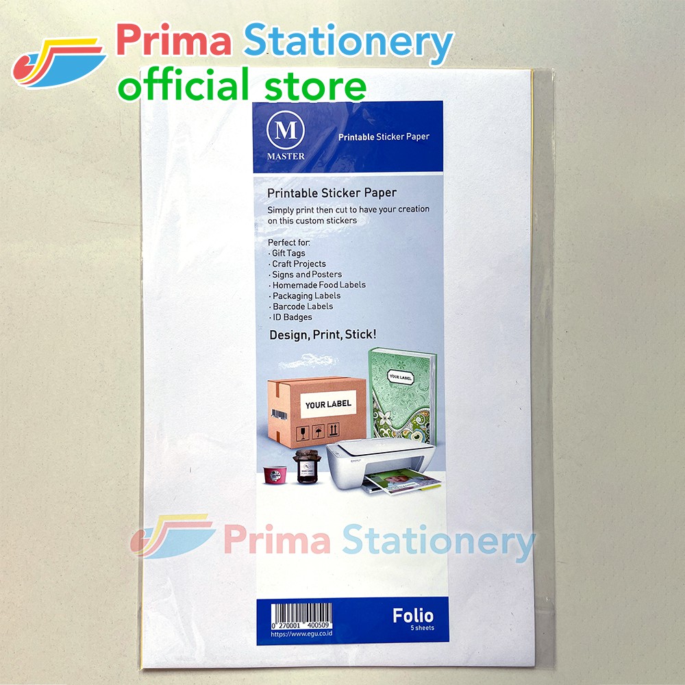 

Master Kertas Sticker Paper ukuran Folio warna Putih