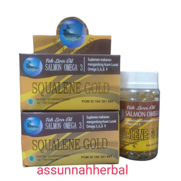 Minyak ikan salmon omega-3, squalen gold 100 kapsul