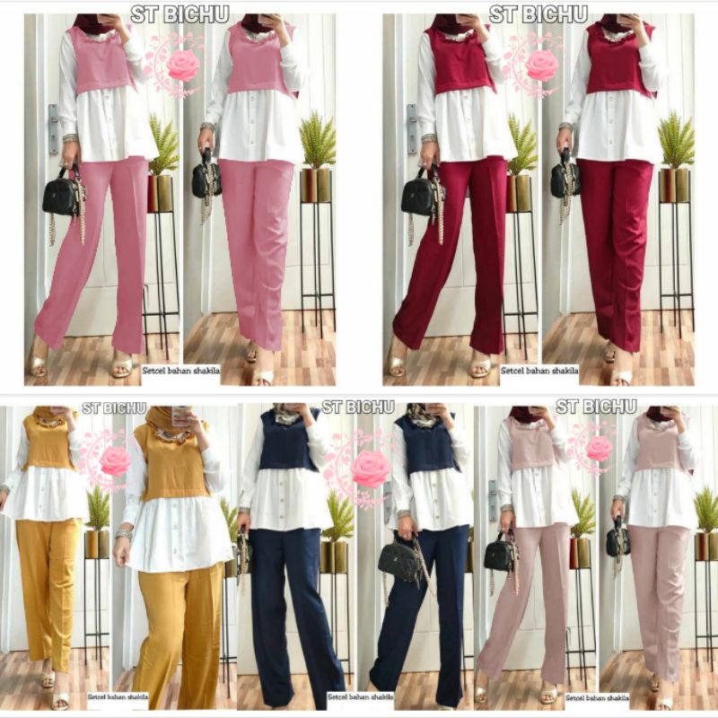 ST BICHU STELAN BICHU 5 WARNA SETELAN WANITA TERBARU BAJU KANTOR STELAN KERJA SETELAN JUMBO MB