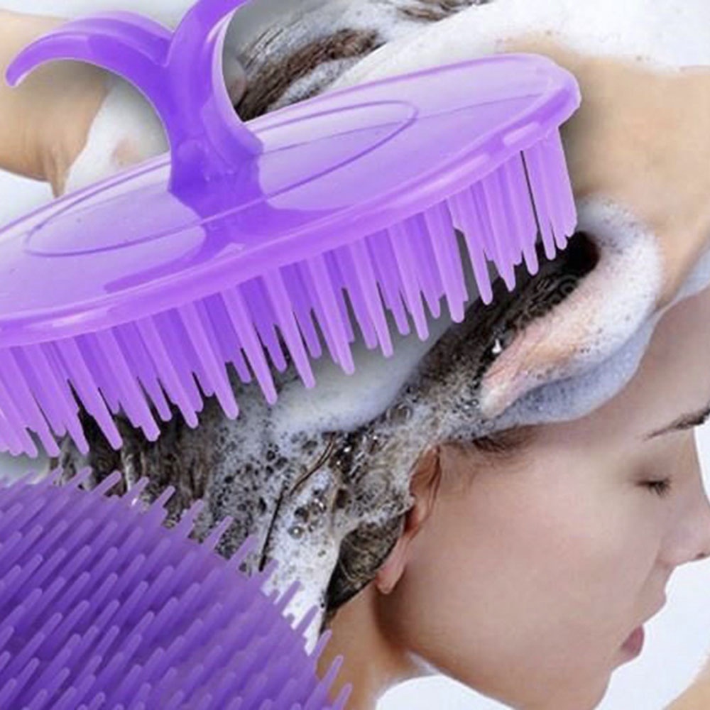 aaoottuuoo5.id Cod   1pcs Silicone Head Shampoo Handy Scalp Massage Comb Plum Blossom Round Brushes Randomly Color