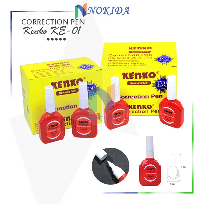 

Nokida Tip Ex Cair Kenko KE-01/12 pcs / Correction Pen Pulpen / Tape X Kertas