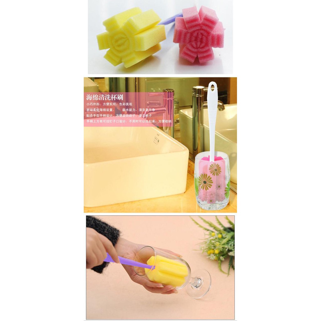 ☛TK☚ R012 Tongkat Sikat Botol Spons Pembersih Gelas Sponge penCuci Gelas Brush cuci Alat Sponge Bayi