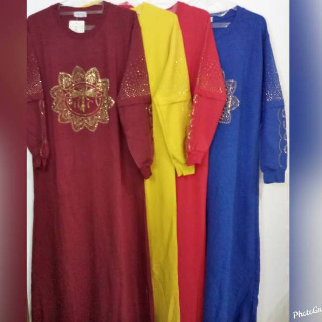 Gamis import lengan panjang tiramisu bling LV / mojo tibesi mf layar