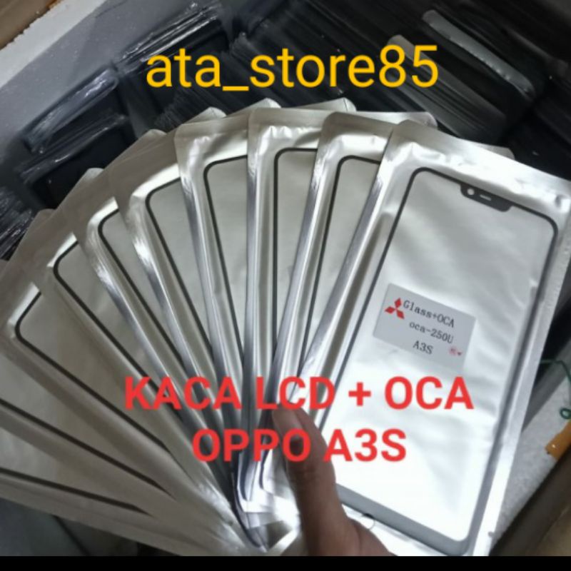 Kaca Depan Oppo A3s | A 3s Kaca LCD TS TC Touchscreen Glass LCD+Lem Plus Oca Kering Original