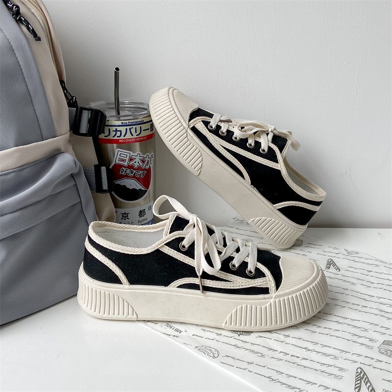 SEVEN_DAY SEPATU KANVAS WANITA KOREA IMPORT CASUAL SPORT SHOES HITAM FQ-58-2