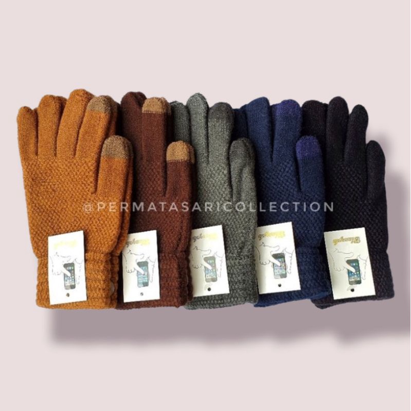 Sarung Tangan Pria Wanita Glove Women Men Gloves Touchscreen Winter Rajut Tebal Dewasa Remaja Pengendara Motor Biker Cuaca Musim Dingin Hangat Bahan Wol Wool Gunung Rusa Luar Negeri Import