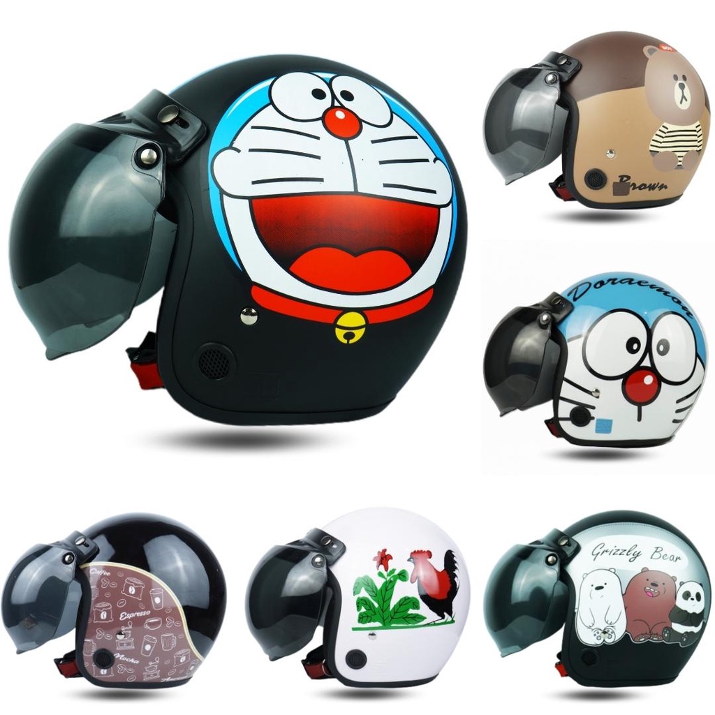 Helm Bogo Motif Karakter Retro Dewasa Kaca Cembung SNI